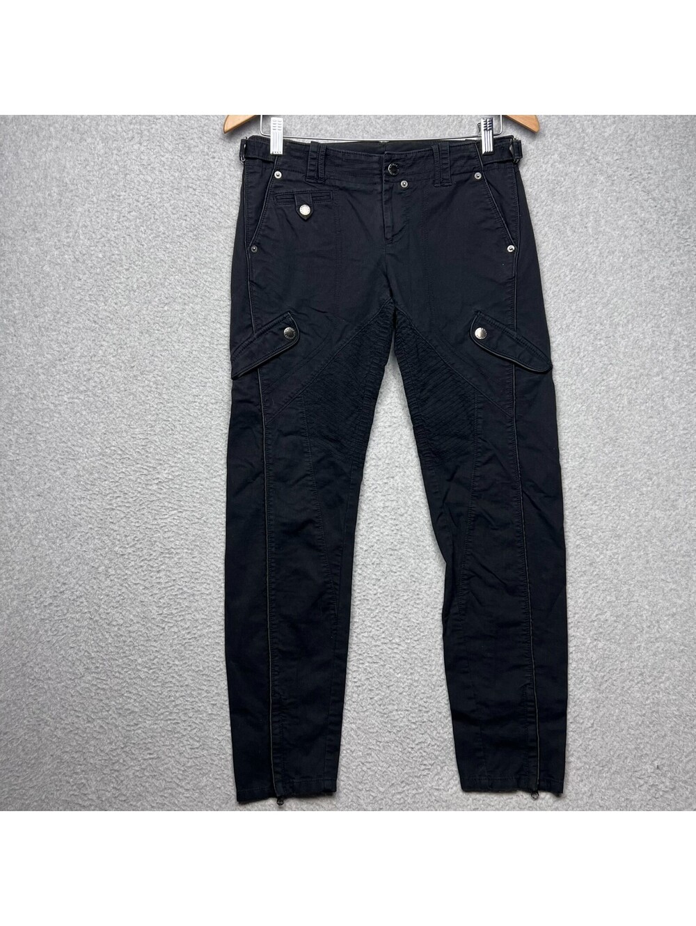 Armani Exchange Pants Womens 2 Black Skinny Cargo Zipper Utility Pocket Y2k 90s
